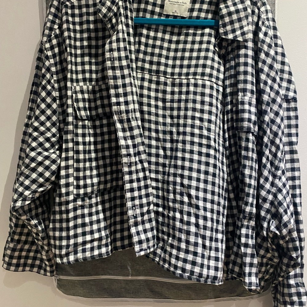 🏁 Abercrombie & Fitch Gingham Cropped Shacket ☑️